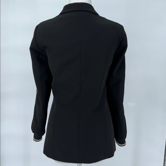 Lauren Vidal Paris Black Gold Metallic Stripe Accent Tailored Blazer Jacket SZ 2 - Picture 7 of 13